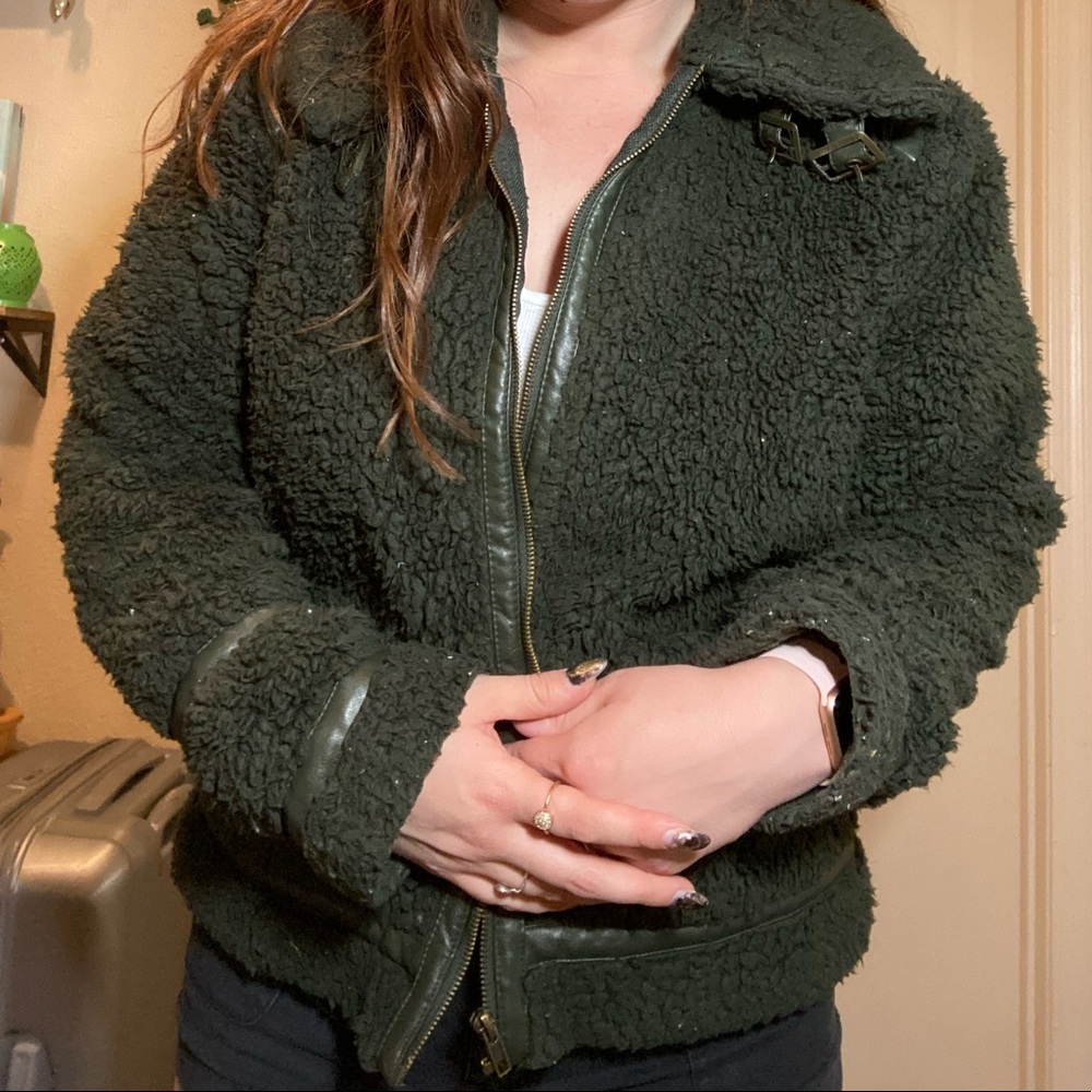 Green Jacket fuzzy green zip up jacket